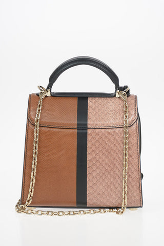 Reptile Skin BOXYZ Top Handle Bag with Interchangeable Shoulder Strap