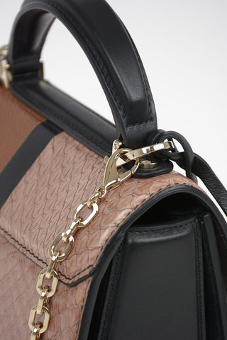 Reptile Skin BOXYZ Top Handle Bag with Interchangeable Shoulder Strap