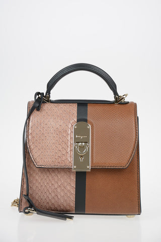 Reptile Skin BOXYZ Top Handle Bag with Interchangeable Shoulder Strap