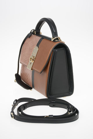 Reptile Skin BOXYZ Top Handle Bag with Interchangeable Shoulder Strap