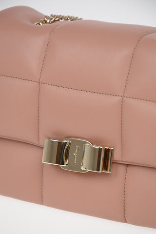 Quilted Soft Leather VARA BOW Shoulder Bag with Adjustable Shoulder Chain