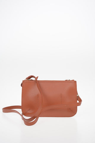 Leather Shoulder Bag with Double Insert