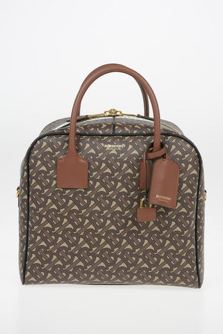 Monogram TB Leather Maxi Bowler Bag with Removable Shoulder Strap