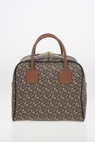 Monogram TB Leather Maxi Bowler Bag with Removable Shoulder Strap