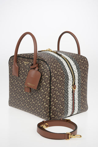 Monogram TB Leather Maxi Bowler Bag with Removable Shoulder Strap