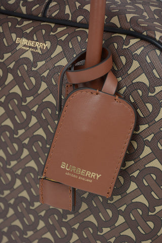 Monogram TB Leather Maxi Bowler Bag with Removable Shoulder Strap