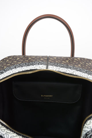 Monogram TB Leather Maxi Bowler Bag with Removable Shoulder Strap
