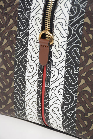 Monogram TB Leather Maxi Bowler Bag with Removable Shoulder Strap