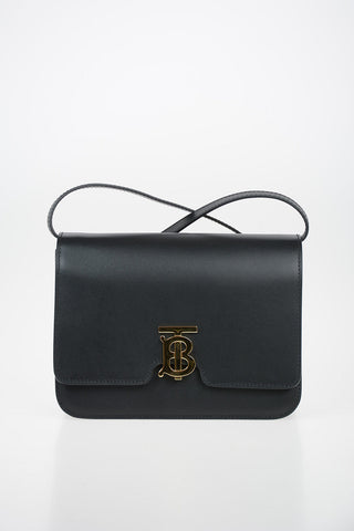 Leather TB Shoulder Bag with Logoed Closure