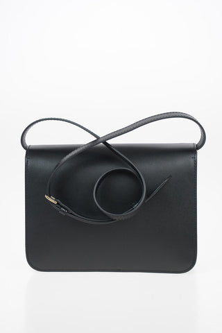 Leather TB Shoulder Bag with Logoed Closure