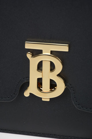 Leather TB Shoulder Bag with Logoed Closure