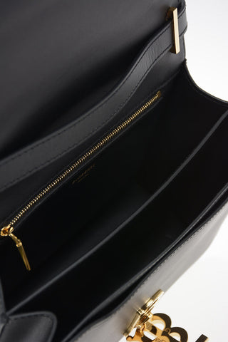 Leather TB Shoulder Bag with Logoed Closure