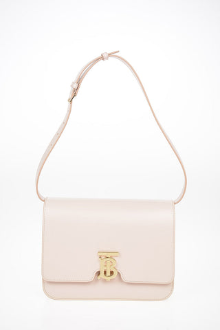 Leather TB Shoulder Bag with Logoed Closure