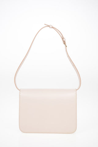 Leather TB Shoulder Bag with Logoed Closure