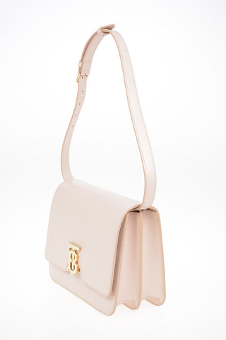 Leather TB Shoulder Bag with Logoed Closure