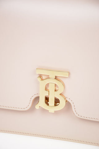 Leather TB Shoulder Bag with Logoed Closure