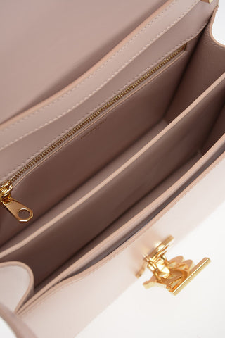 Leather TB Shoulder Bag with Logoed Closure