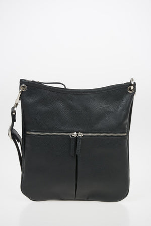 Leather Crossbody Bag with Outer Pockets