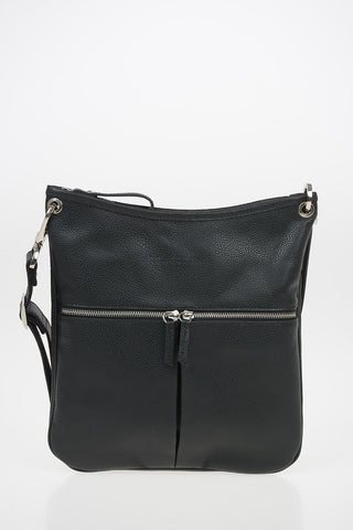 Leather Crossbody Bag with Outer Pockets
