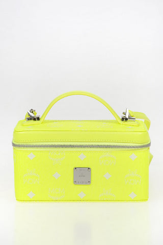 Logoed Leather VANITY CASE Bowler Bag with Removable Shoulder Strap