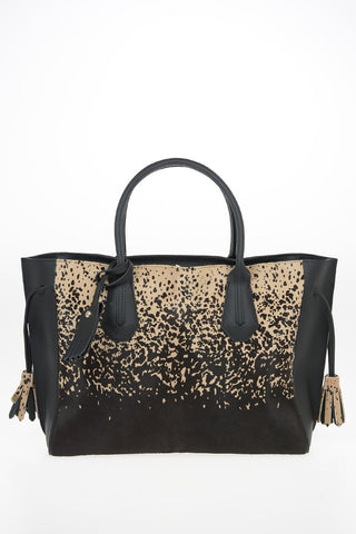 Leather Tote Bag with PonySkin Detail