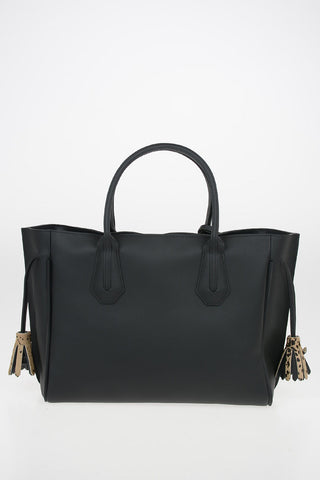Leather Tote Bag with PonySkin Detail