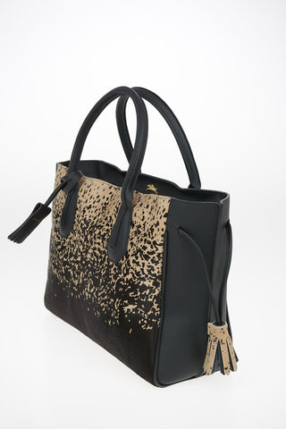 Leather Tote Bag with PonySkin Detail