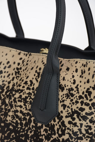 Leather Tote Bag with PonySkin Detail
