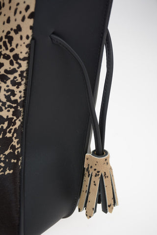 Leather Tote Bag with PonySkin Detail