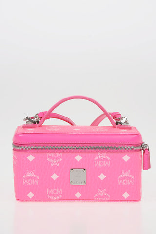 Logoed Leather VANITY CASE Bowler Bag with Removable Shoulder Strap