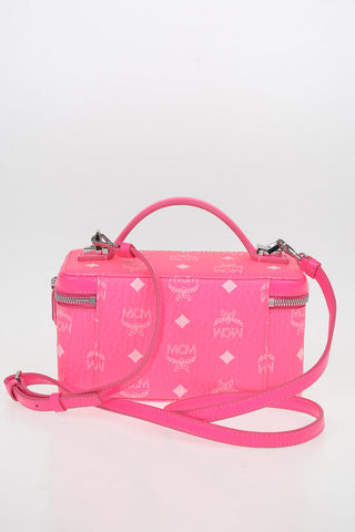 Logoed Leather VANITY CASE Bowler Bag with Removable Shoulder Strap