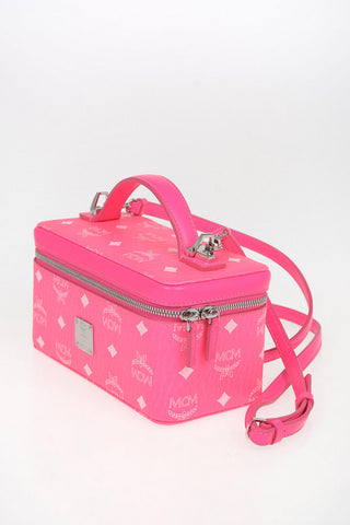Logoed Leather VANITY CASE Bowler Bag with Removable Shoulder Strap