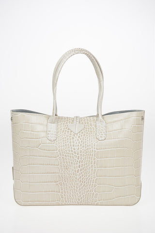 Croco Printed Leather Tote Bag