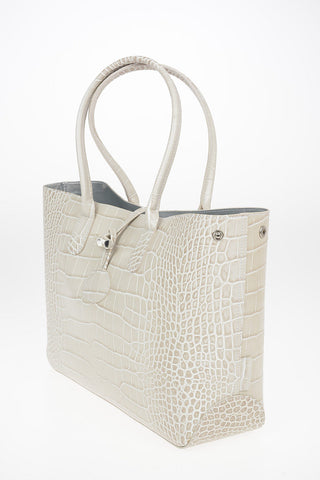 Croco Printed Leather Tote Bag