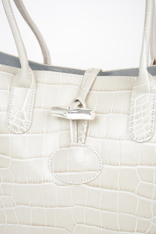 Croco Printed Leather Tote Bag