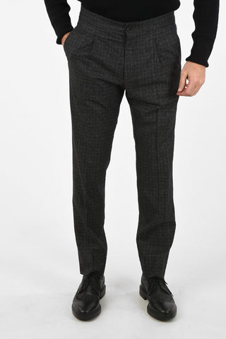 CC COLLECTION district check virgin wool ACADEMY drawstring waist pants