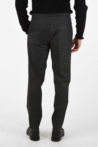 CC COLLECTION district check virgin wool ACADEMY drawstring waist pants