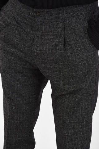 CC COLLECTION district check virgin wool ACADEMY drawstring waist pants