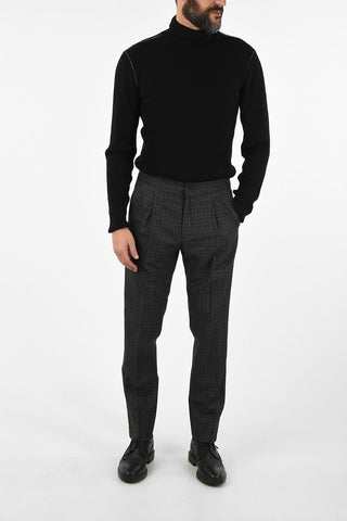 CC COLLECTION district check virgin wool ACADEMY drawstring waist pants