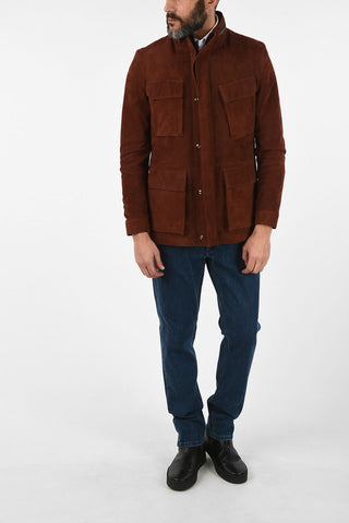 ID giubbotto utility in pelle scamosciata