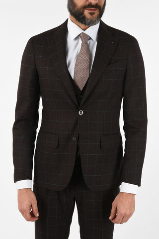 CC COLLECTION RETAILORED check virgin wool drop 7 short 3 piece waistcoat suit