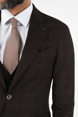 CC COLLECTION RETAILORED check virgin wool drop 7 short 3 piece waistcoat suit