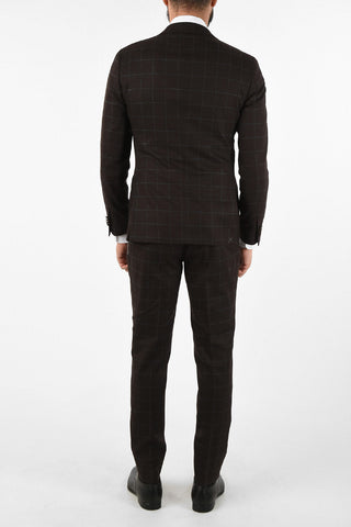 CC COLLECTION RETAILORED check virgin wool drop 7 short 3 piece waistcoat suit