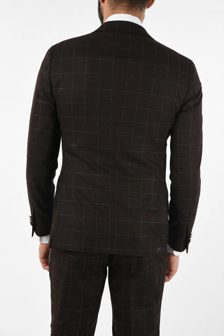 CC COLLECTION RETAILORED check virgin wool drop 7 short 3 piece waistcoat suit