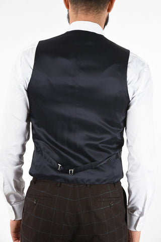 CC COLLECTION RETAILORED check virgin wool drop 7 short 3 piece waistcoat suit