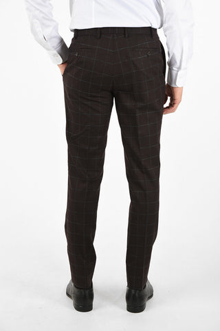 CC COLLECTION RETAILORED check virgin wool drop 7 short 3 piece waistcoat suit