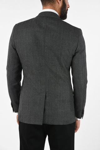 CC COLLECTION plain herringbone virgin wool RESET drop 8R blazer