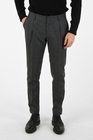 CC COLLECTION plain herringbone virgin wool RESET pants