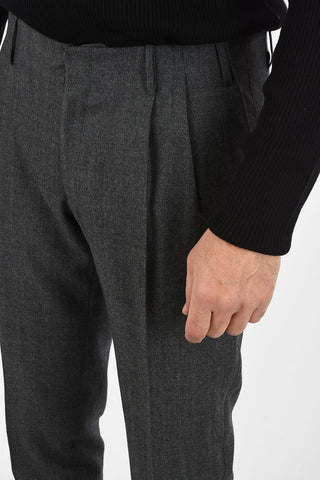 CC COLLECTION plain herringbone virgin wool RESET pants