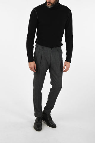 CC COLLECTION plain herringbone virgin wool RESET pants